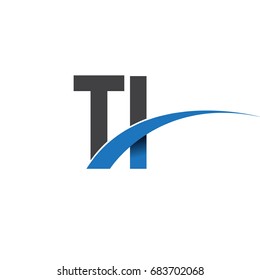 initial letter TI logotype company name colored blue and grey swoosh design. vector logo for business and company identity.
