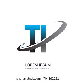 initial letter TI logotype company name colored blue and grey swoosh design. logo design for business and company identity.