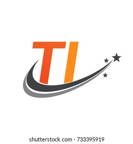 initial letter TI logotype company name colored orange and grey swoosh star design. vector logo for business and company identity.