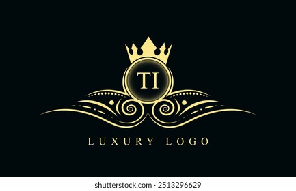 Initial letter TI luxury logo design. TI Luxurious Royal golden Logo design