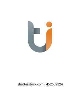 initial letter ti modern linked circle round lowercase logo orange gray