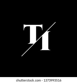 Initial Letter TI Monogram Sliced. Logo template isolated on black background