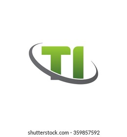 initial letter TI swoosh ring company logo green gray