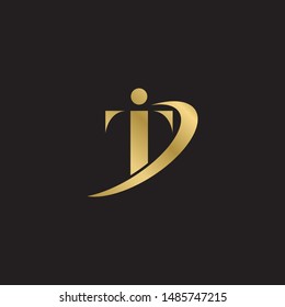 Initial letter ti uppercase modern logo design template elements. Gold letter Isolated on black  background. Suitable for business, consulting group company.