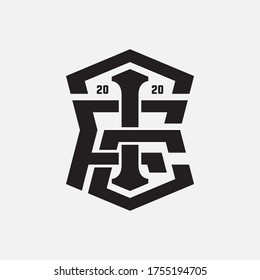 Initial letter TICF, TCFI, TFIC, ICFT, IFTC, ITCF, CFTI, CTIF, CITF, FTIC, FICT or FCTI overlapping, interlock, monogram logo, black color on white background