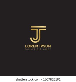 Initial Letter TJ JT linked uppercase overlap modern gold logo vector design template. Suitable for business, consulting group company.