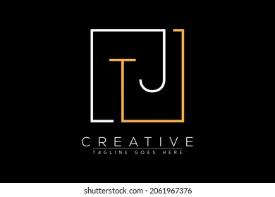 Initial letter tj, jt, t, j elegant and luxury Initial with Rectangular frame minimal monogram logo design vector template