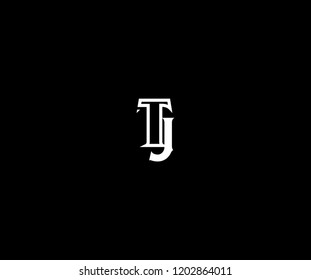 Initial Letter TJ Linked Monogram Minimalism Linear Logo