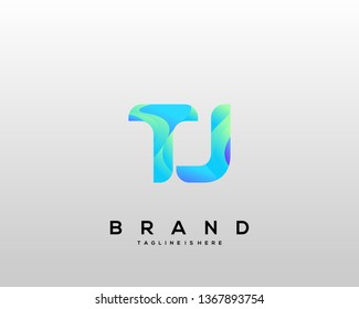 Initial letter TJ logo with colorful background, letter combination logo design for creative industry, web, business and company. - Vector