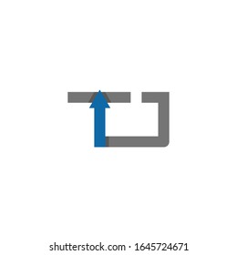 Logotipo de carta inicial TJ con forma de crecimiento para una empresa de éxito creciente, ui y ux, sitio web o aplicación móvil. Arreglo conectado, crecimiento, integración del progreso y concepto de éxito.