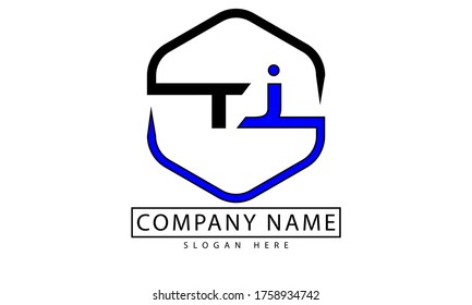 Letra inicial vector de ilustración del logotipo Tj