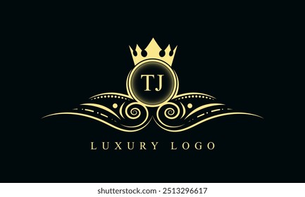 Initial letter TJ luxury logo design. TJ Luxurious Royal golden Logo design