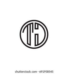 Initial letter TJ, minimalist line art monogram circle logo, black color