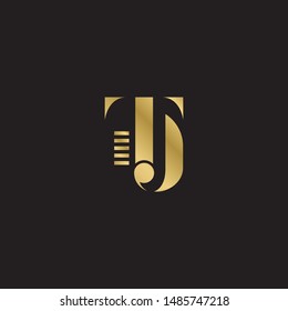 Initial letter tj uppercase modern logo design template elements. Gold letter Isolated on black  background. Suitable for business, consulting group company.