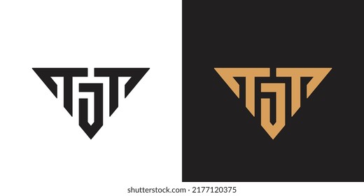 Initial letter TJT logo design template, Alphabet TJT monogram, triangle shape typography logo