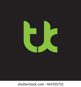 initial letter tk linked round lowercase logo green