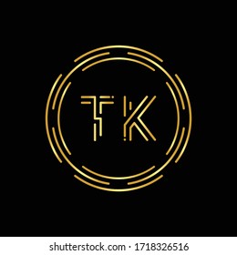 Initial Letter TK Logo Creative Typography Vector Template. Circle Letter TK Logo Design