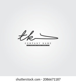 Initial Letter TK Logo - Hand Drawn Signature logo