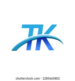 initial letter TK logotype company name colored blue and swoosh design. vector logo for business and company identity.