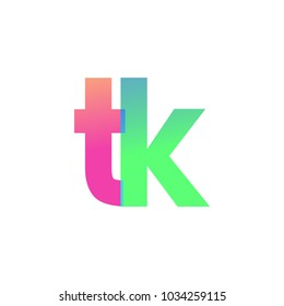 Initial Letter TK Lowercase Logo green, pink and Blue, Modern and Simple Logo Design.