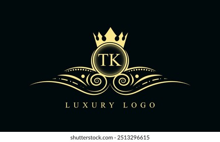 Initial letter TK luxury logo design. TK Luxurious Royal golden Logo design