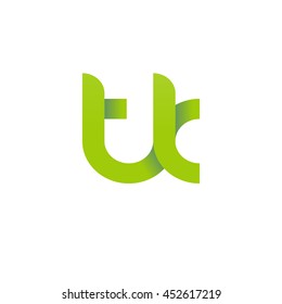 initial letter tk modern linked circle round lowercase logo green