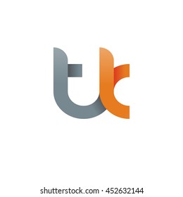 initial letter tk modern linked circle round lowercase logo orange gray