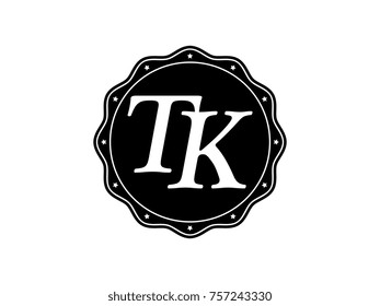 Initial letter TK monogram logo black seal stamp lace