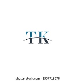Initial letter TK, overlapping movement swoosh horizon logo company design inspiration in blue and gray color vector