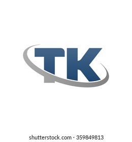 initial letter TK swoosh ring company logo blue gray