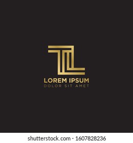 Initial Letter TL linked uppercase overlap modern gold logo vector design template. Suitable for business, consulting group company.