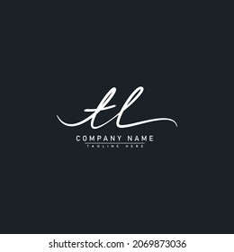 Logo de la carta inicial TL - Logo de la firma dibujada a mano