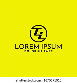 Initial letter TL logo template with geometric circle and fast movement font illustration in flat design monogram symbol