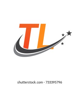 initial letter TL logotype company name colored orange and grey swoosh star design. vector logo for business and company identity.