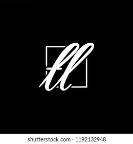 Initial letter TL LT minimalist art monogram shape logo, white color on black background