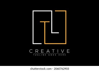 Initial letter tl, lt, t, l elegant and luxury Initial with Rectangular frame minimal monogram logo design vector template