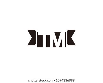 Initial letter tm black ribbon logo design