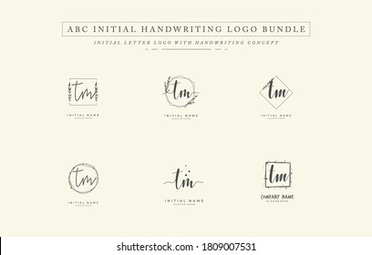 Initial letter TM bundle for identity and logo. Vector logo template with handwriting and signature style.