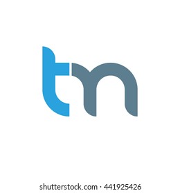 initial letter tm linked round lowercase logo blue