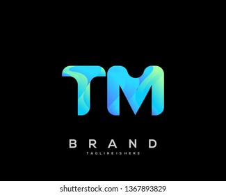 Initial letter TM logo with colorful background, letter combination logo design for creative industry, web, business and company. - Vector