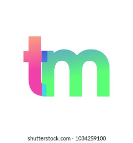 Initial Letter TM Lowercase Logo green, pink and Blue, Modern and Simple Logo Design.