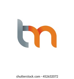 initial letter tm modern linked circle round lowercase logo orange gray