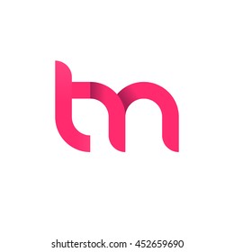 initial letter tm modern linked circle round lowercase logo pink