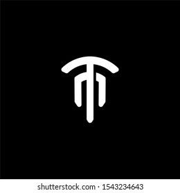 Initial letter TM or MT logo template with modern geometric fork symbol in flat design monogram illustration