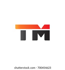 Initial letter TM, straight linked line bold logo, gradient fire red black colors
