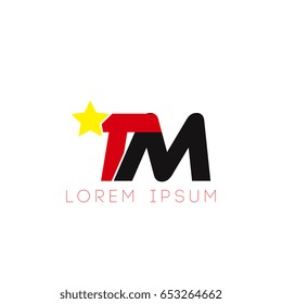 Initial letter tm yellow star logo red black