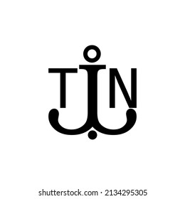 Ursprünglicher Buchstabe TN Anker einfaches Logo.