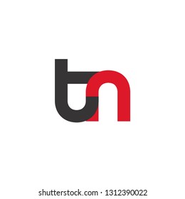 Initial Letter TN Linked Circle Lowercase Logo Black Red Icon Design Template Element - Vector