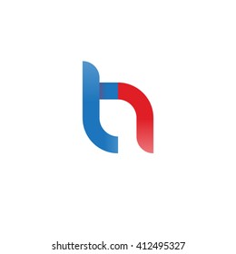 initial letter tn linked round lowercase logo blue red