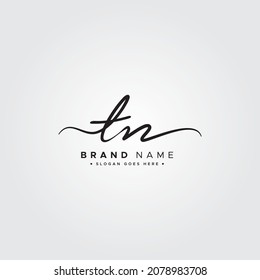 Initial Letter TN Logo - Handwritten Signature Logo